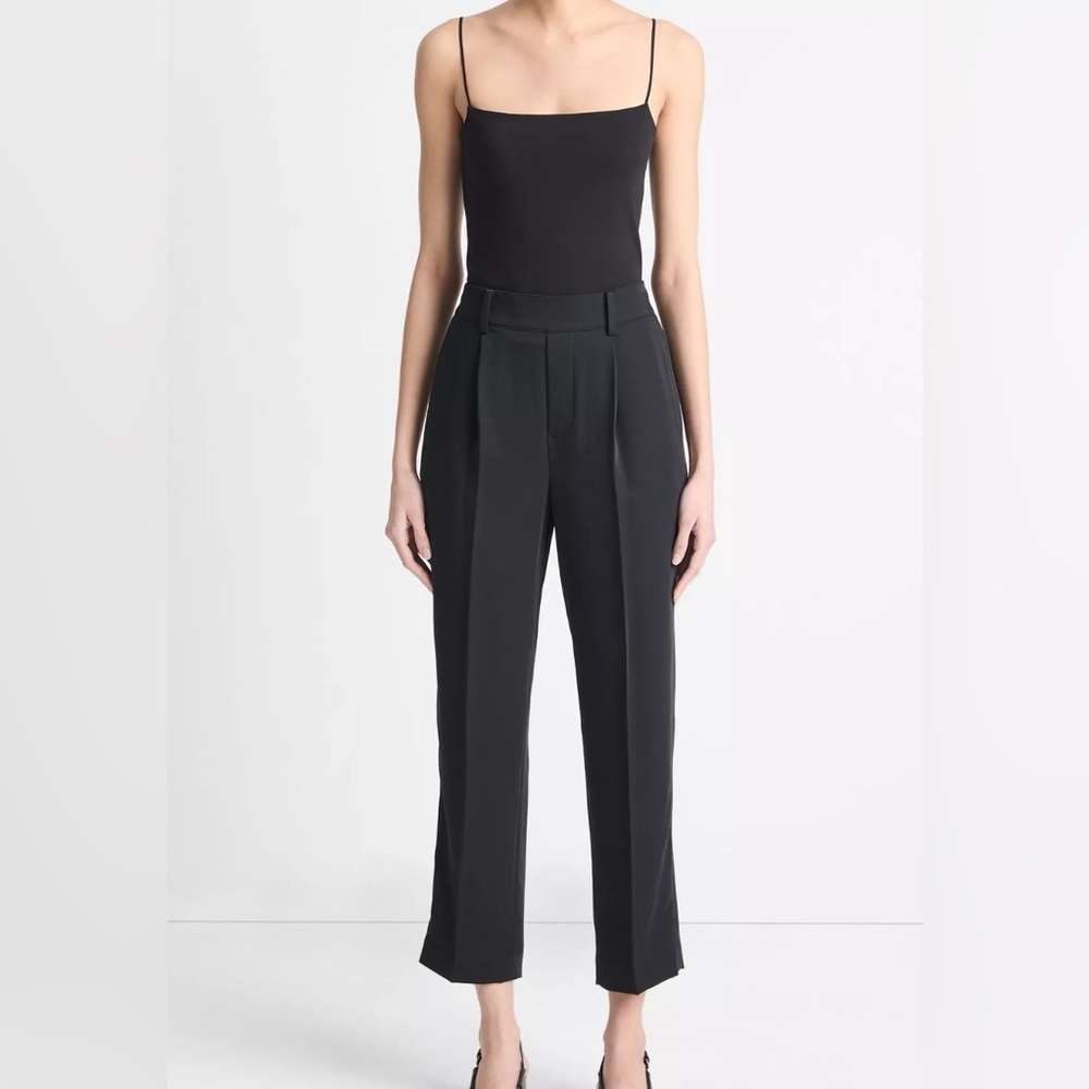 VINCE Mid-Rise Tapered Pull-On Pants SZ XS BLK EUC S#V831522073 $345 Capsule